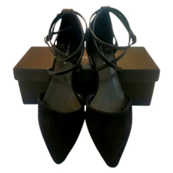 Saks Fifth Avenue Shoes - Saks Fifth Ave suede ankle strap flats 7.5